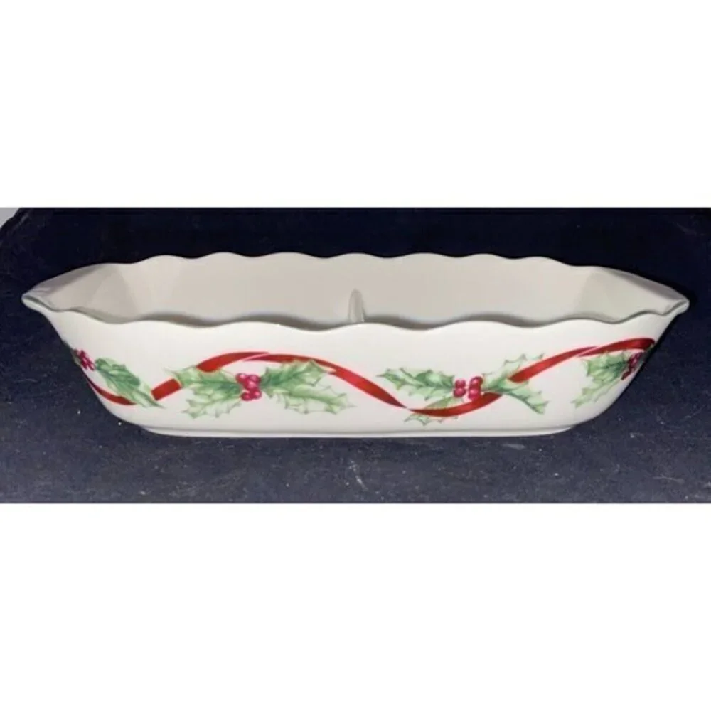 Charter‎ Club Winter Garland Divided Vegetable Serving Bowl Christmas Macy's